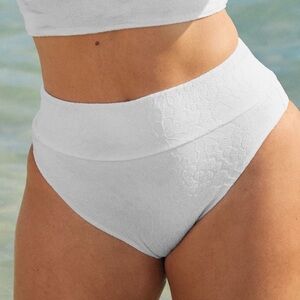 Aerie high rise bikini bottom white floral